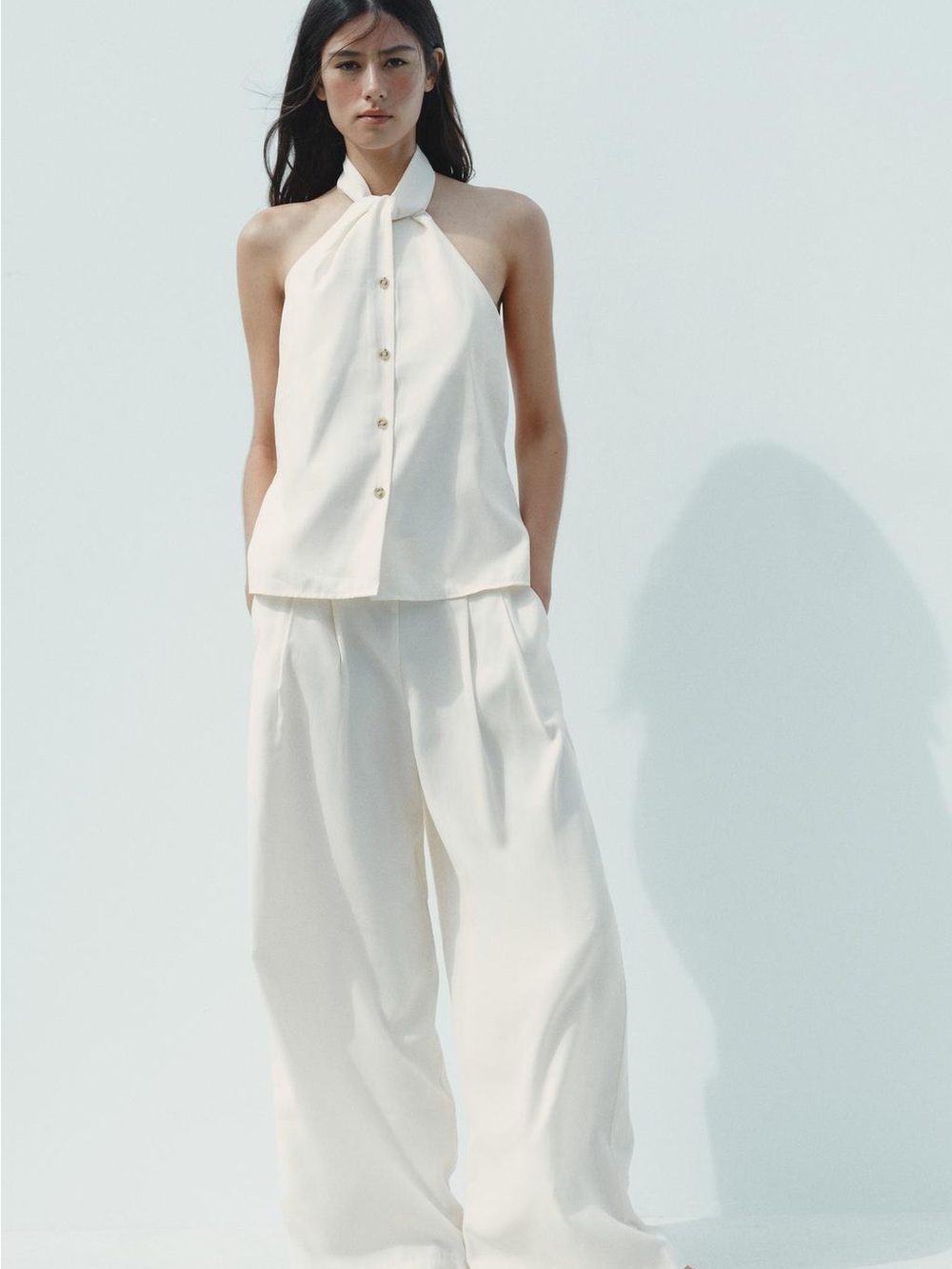 NWT Zara Wide Leg Cream Palazzo Pants